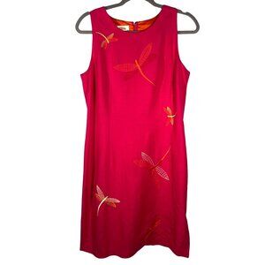 Talbots Petites Dragonfly Embroidered shift Dress Size 12 colorful lined vacatio